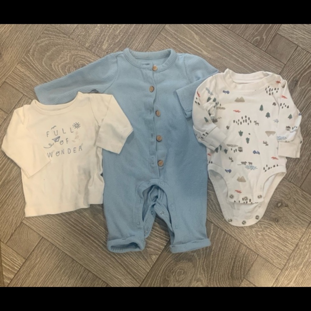 Carter's Blue Footies One Piece Long Sleeve